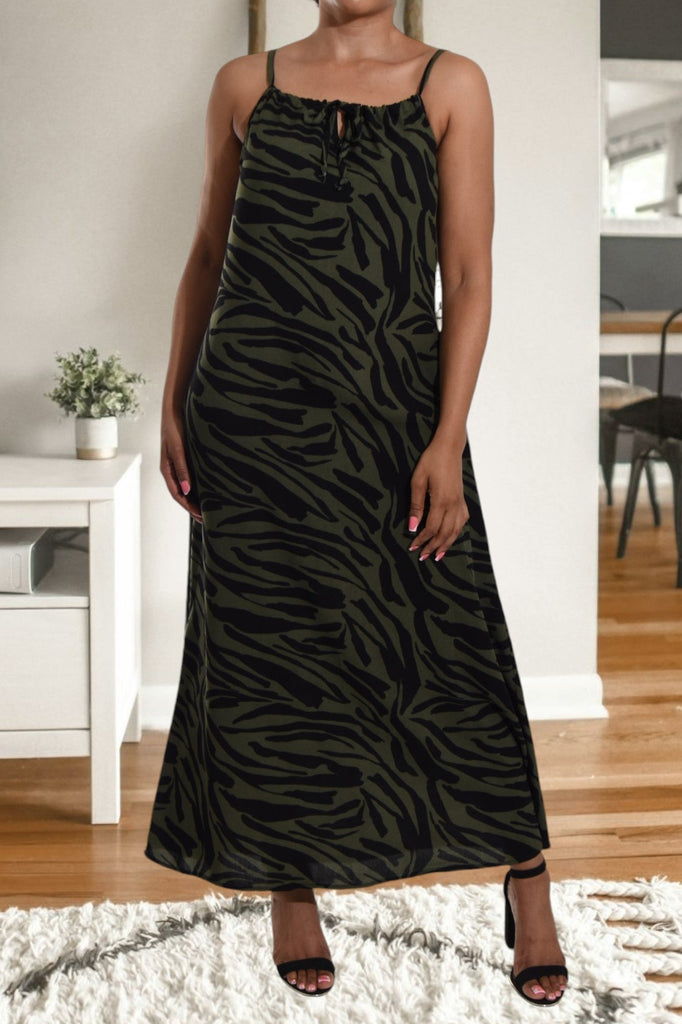 Dark Green Strappy Maxi Dress - StylePhase SA