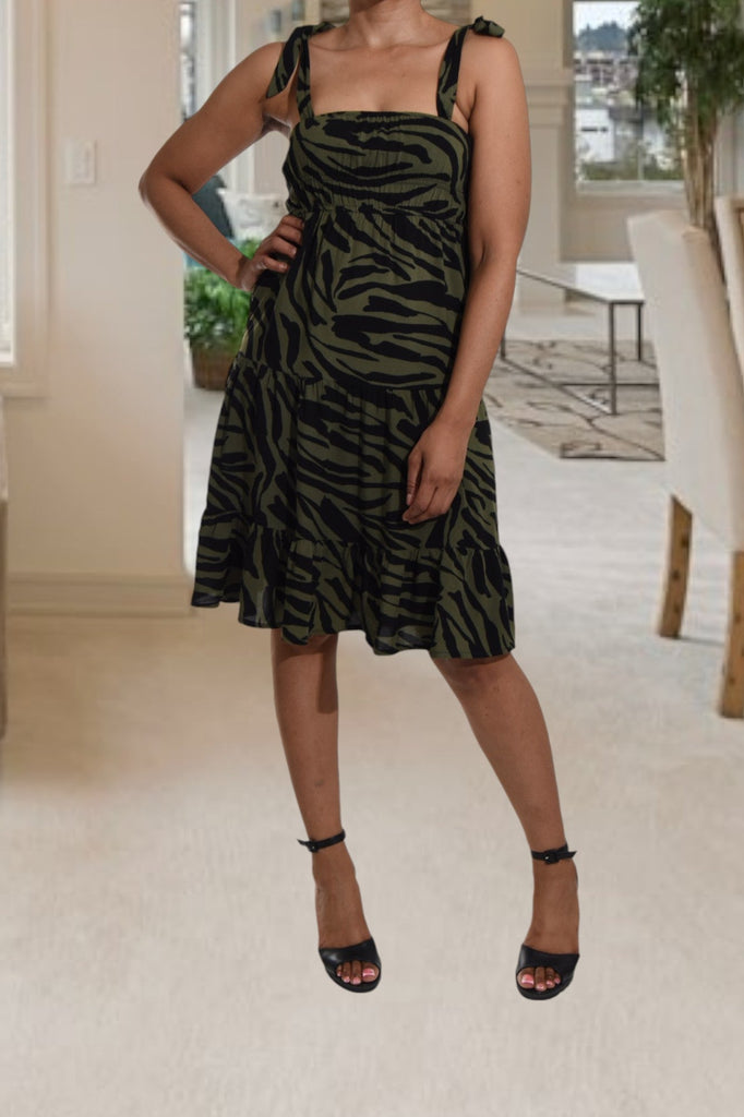 Dark Green Tie Shoulder Dress - StylePhase SA