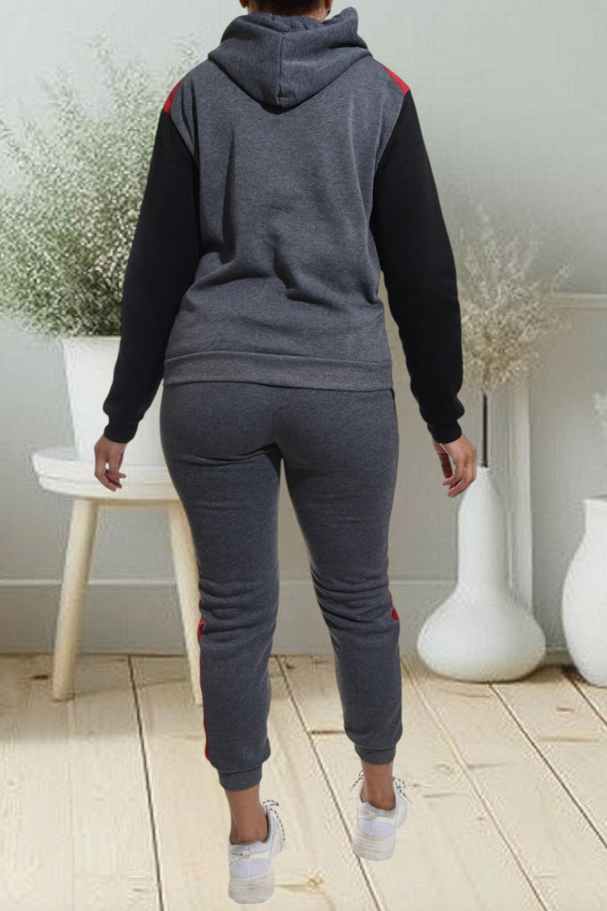 Dark Grey Color Block Sleeve Tracksuit Set - StylePhase SA