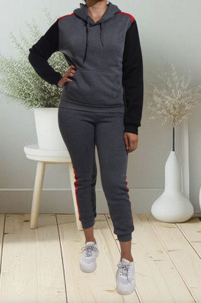 Dark Grey Color Block Sleeve Tracksuit Set - StylePhase SA