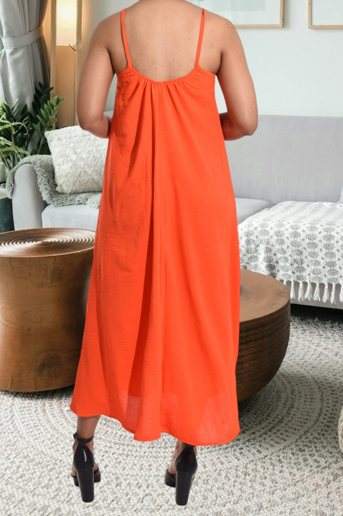 Dark Orange Strappy Maxi Dress - StylePhase SA