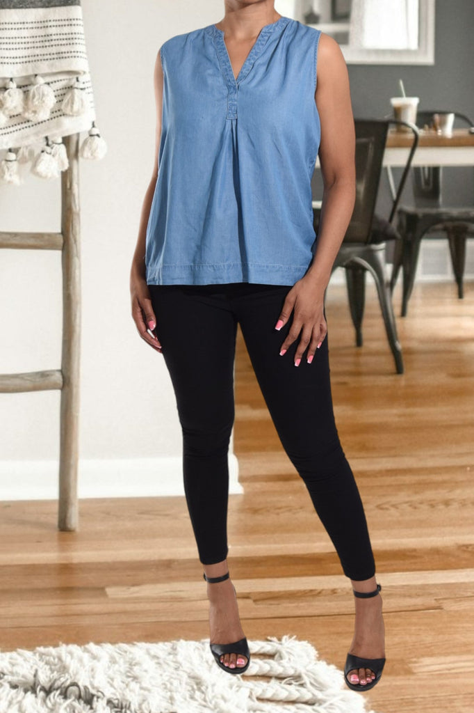 Denim V Neck Top - StylePhase SA