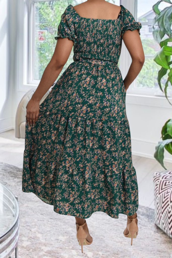 Ditsy Green Floral Ruffle Dress - StylePhase SA