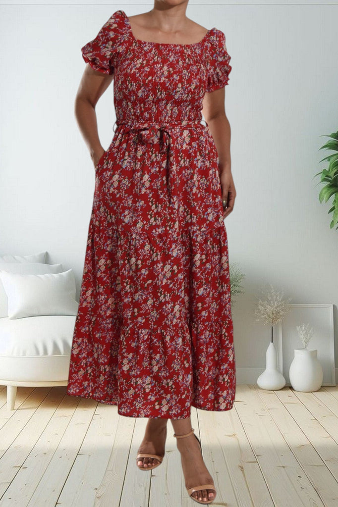 Ditsy Red Floral Ruffle Dress - StylePhase SA