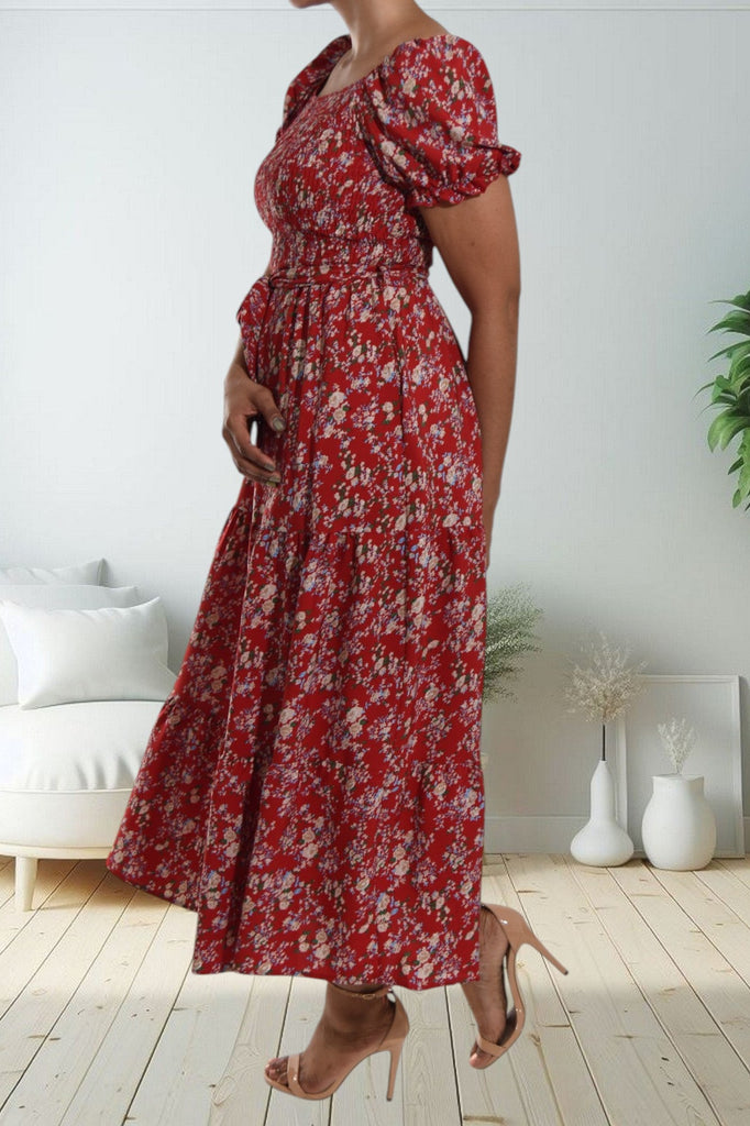 Ditsy Red Floral Ruffle Dress - StylePhase SA