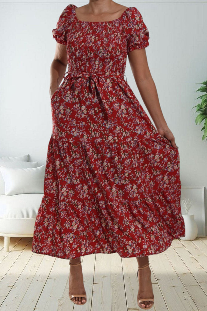 Ditsy Red Floral Ruffle Dress - StylePhase SA