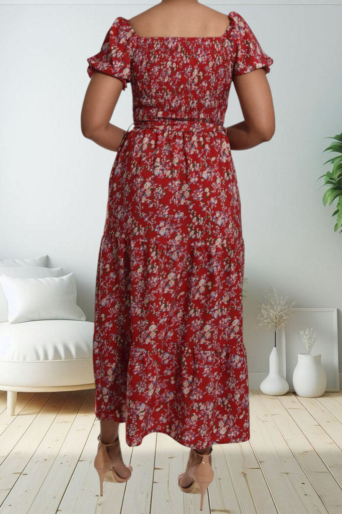 Ditsy Red Floral Ruffle Dress - StylePhase SA