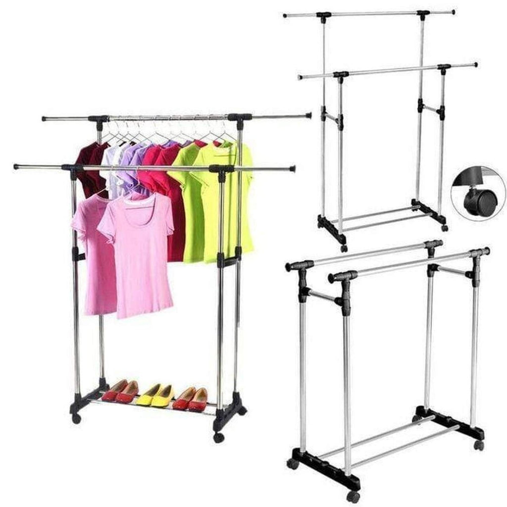 Double Pole Telescopic Clothes Rack - StylePhase SA