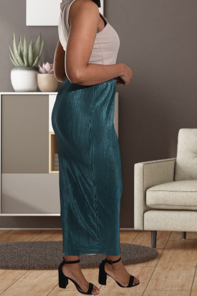 Elastic Waist Teal Pencil Skirt - StylePhase SA