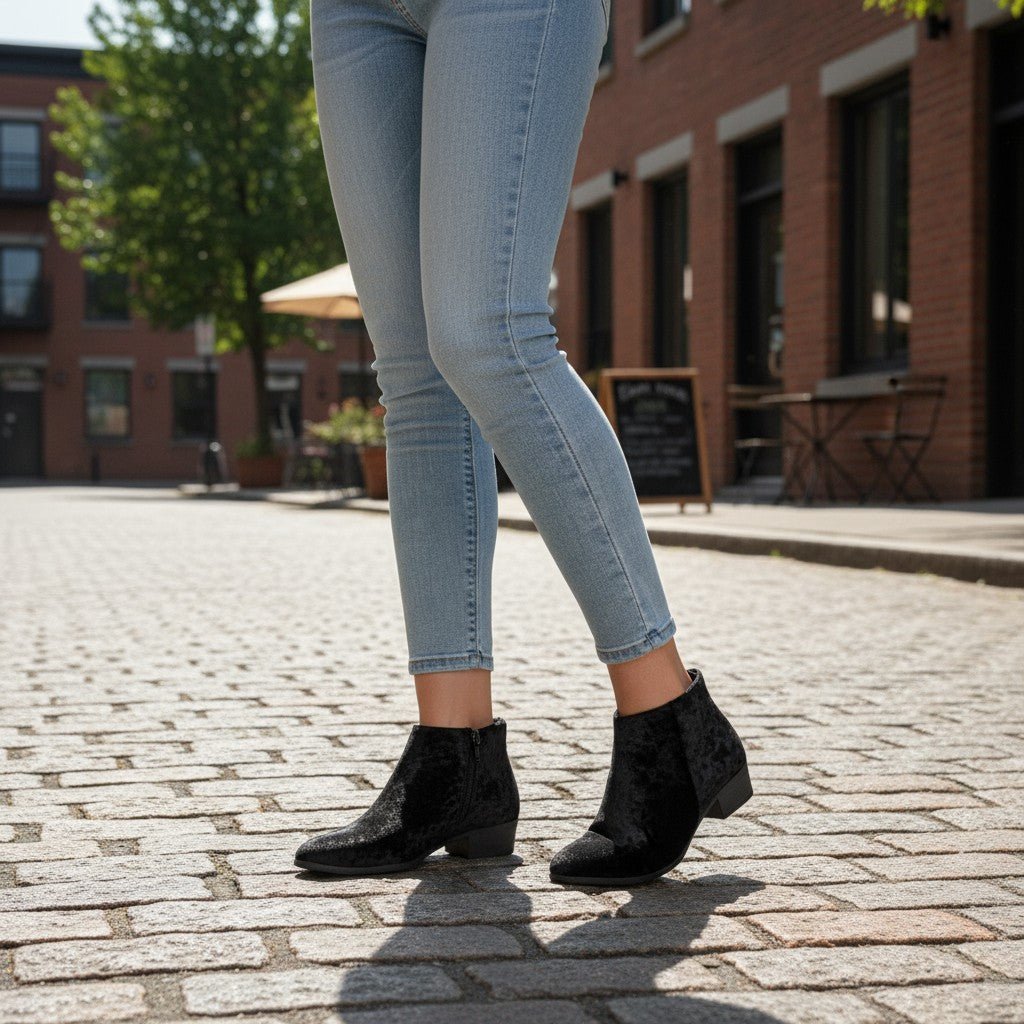 Elisha Black Velvet Boots - StylePhase SA
