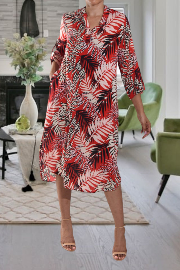 Fern Print Pocket Tunic Dress - StylePhase SA