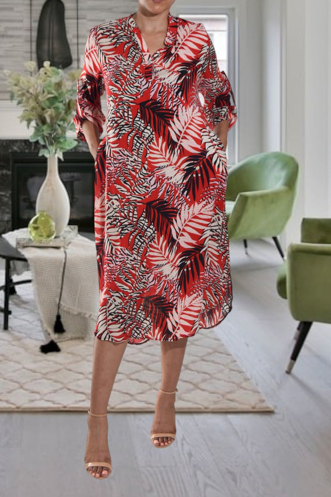 Fern Print Pocket Tunic Dress - StylePhase SA