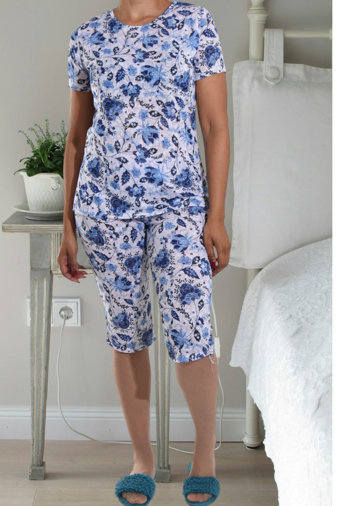 Floral Blue 3/4 Pyjama Set - StylePhase SA