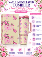 Floral butterfly vacuum insulated tumbler product features