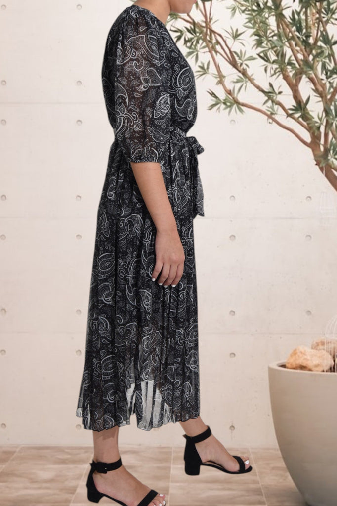 Floral Chiffon Black Dress - StylePhase SA