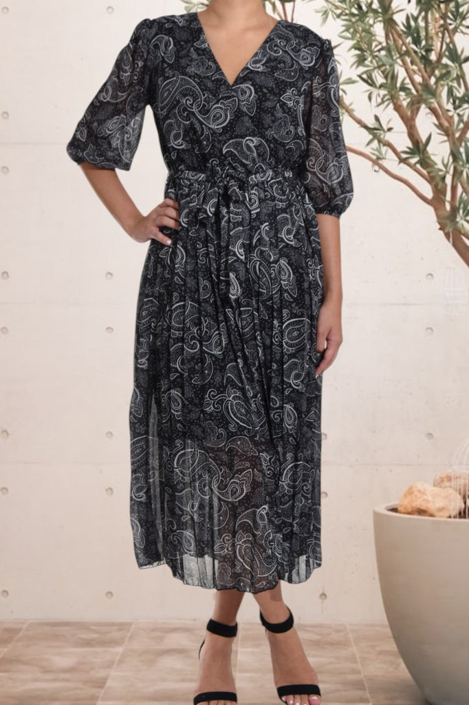 Floral Chiffon Black Dress - StylePhase SA