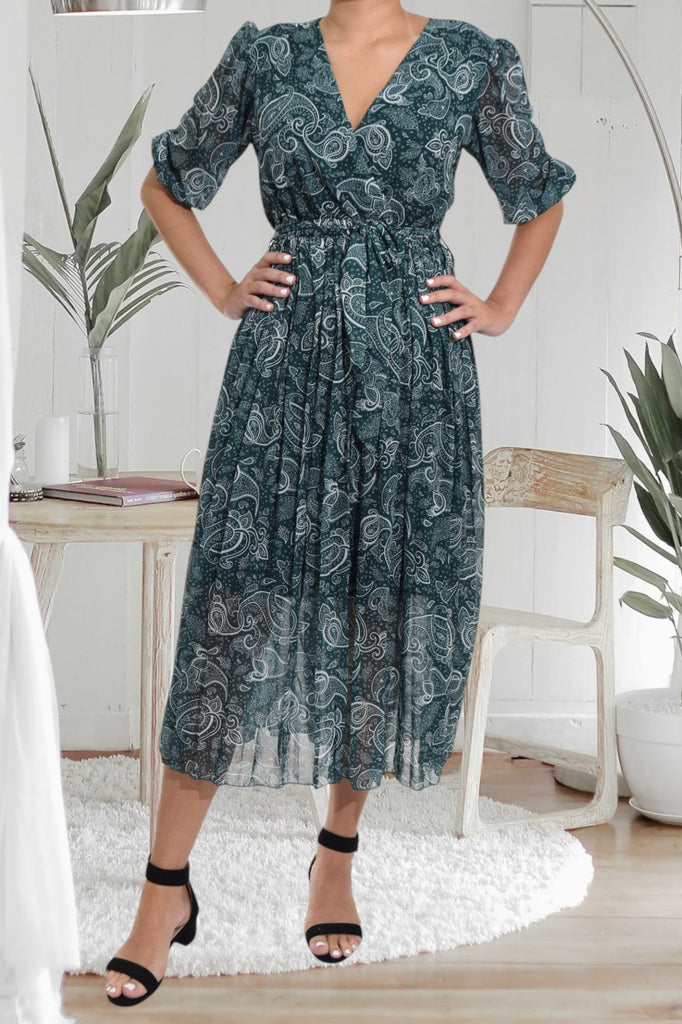 Floral Chiffon Green Dress - StylePhase SA