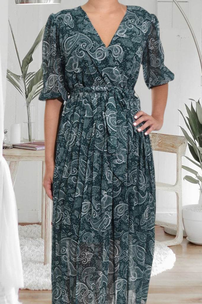 Floral Chiffon Green Dress - StylePhase SA