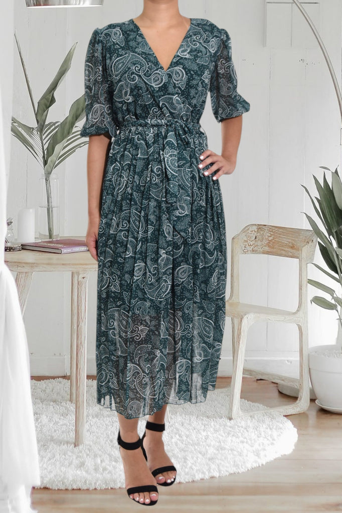 Floral Chiffon Green Dress - StylePhase SA