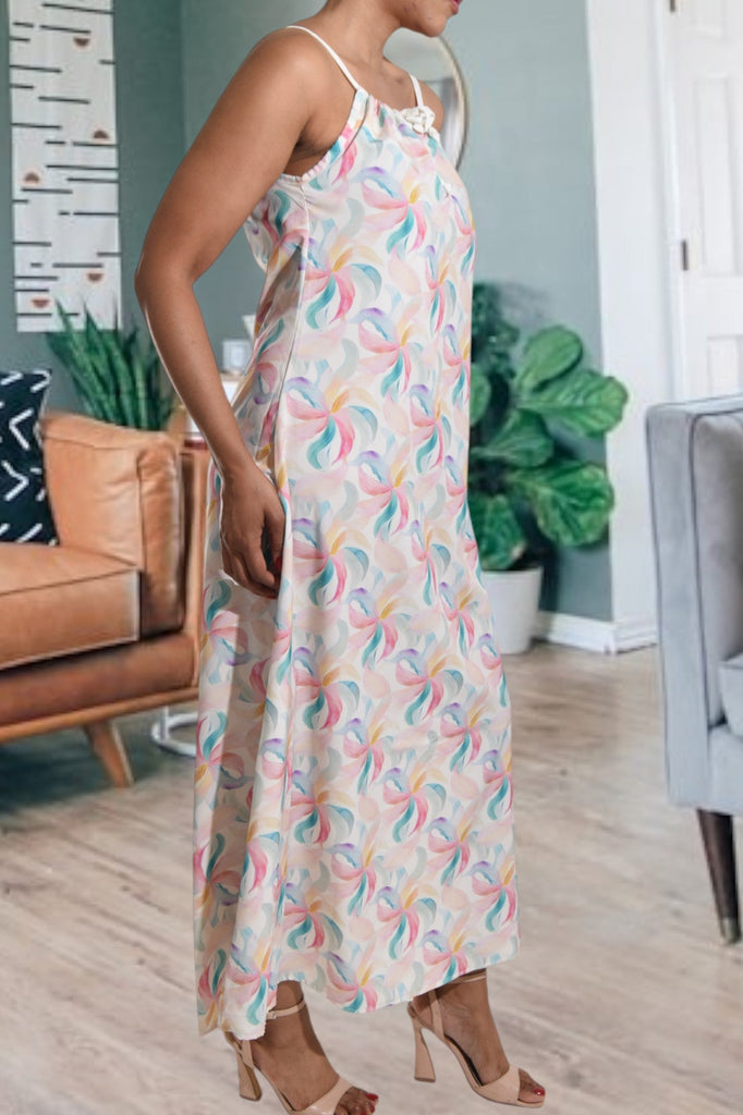 Floral MultiColor Strappy Maxi Tie Dress - StylePhase SA