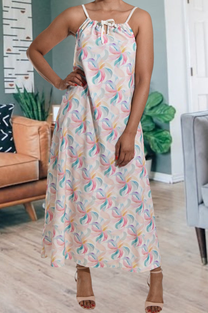 Floral MultiColor Strappy Maxi Tie Dress - StylePhase SA