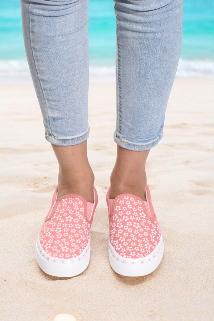 Flower Decor Slip on Pink Sneakers - StylePhase SA