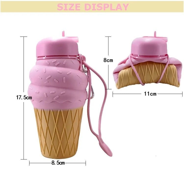 Foldable Ice Cream Water Bottle - 550ml - StylePhase SA