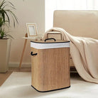 Foldable Square Bamboo Laundry Basket - 60 L - Home Phase
