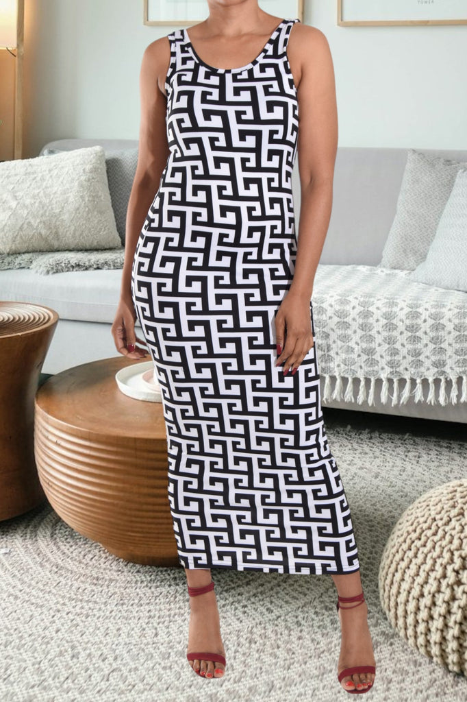 Geo Print Bodycon Dress - StylePhase SA