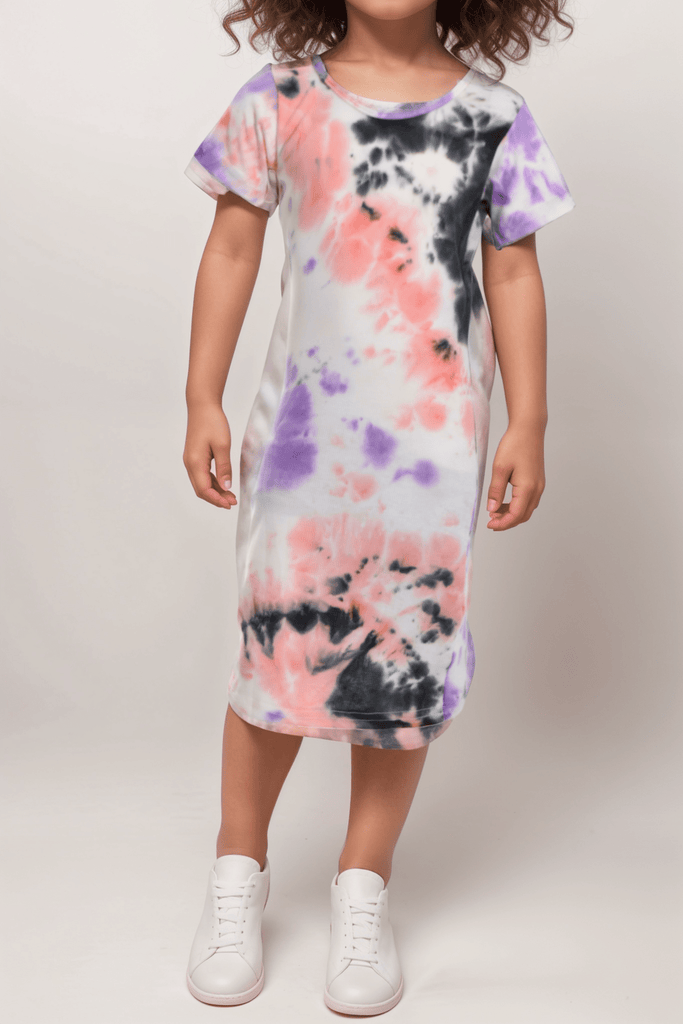 Girls Black And Lilac Tye Dye Dress - StylePhase SA