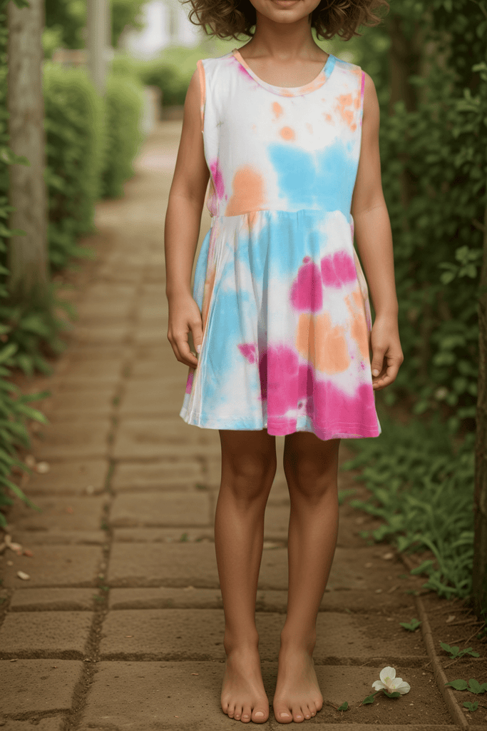 Girls Blue And Orange Tye Dye Dress - StylePhase SA