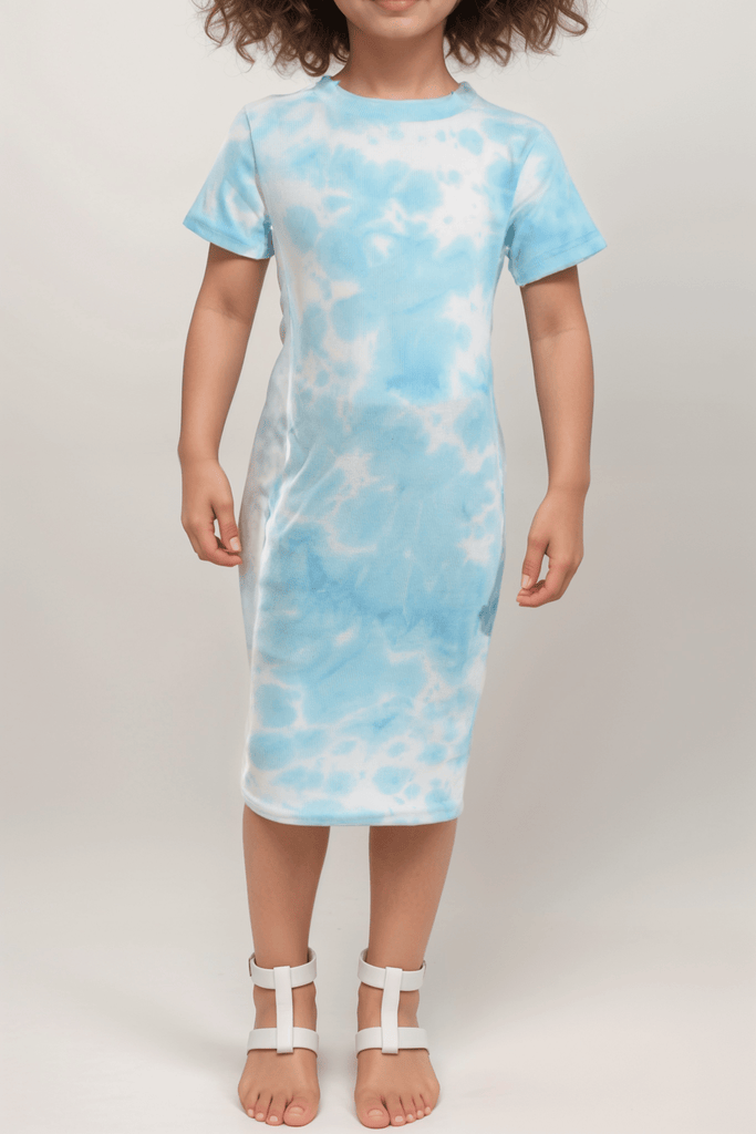 Girls Blue And White Tye Dye Dress - StylePhase SA