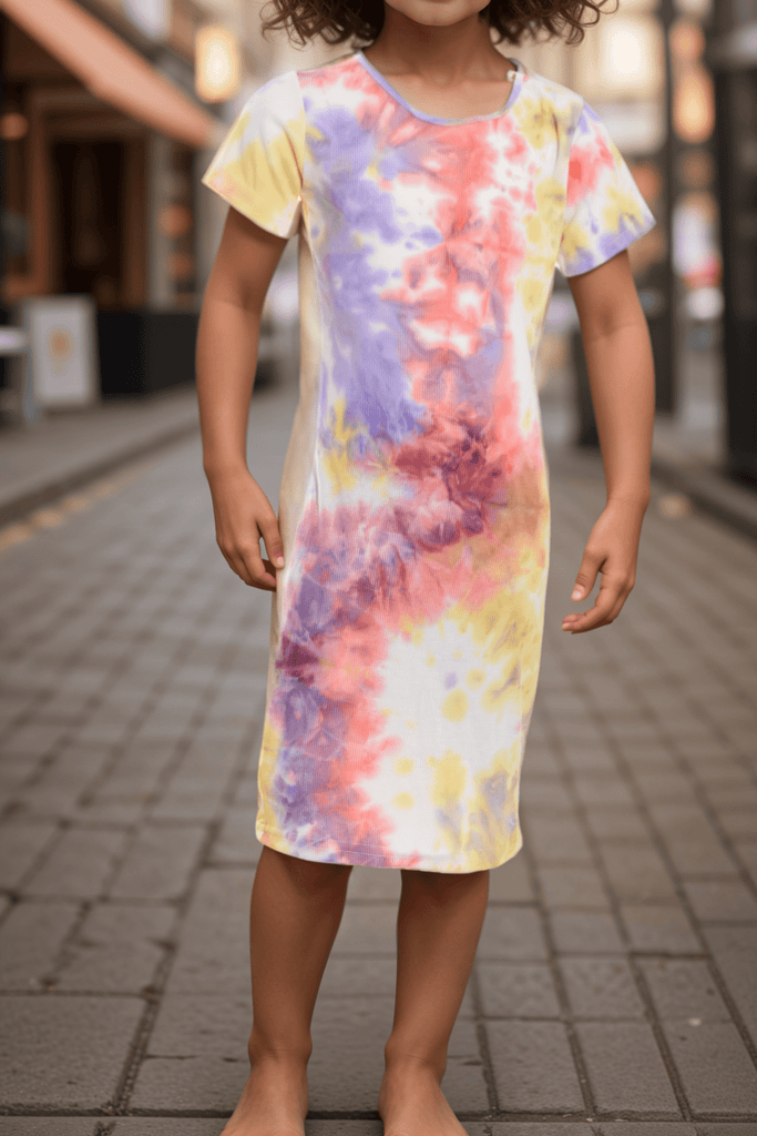 Girls Pink And Yellow Tye Dye Dress - StylePhase SA