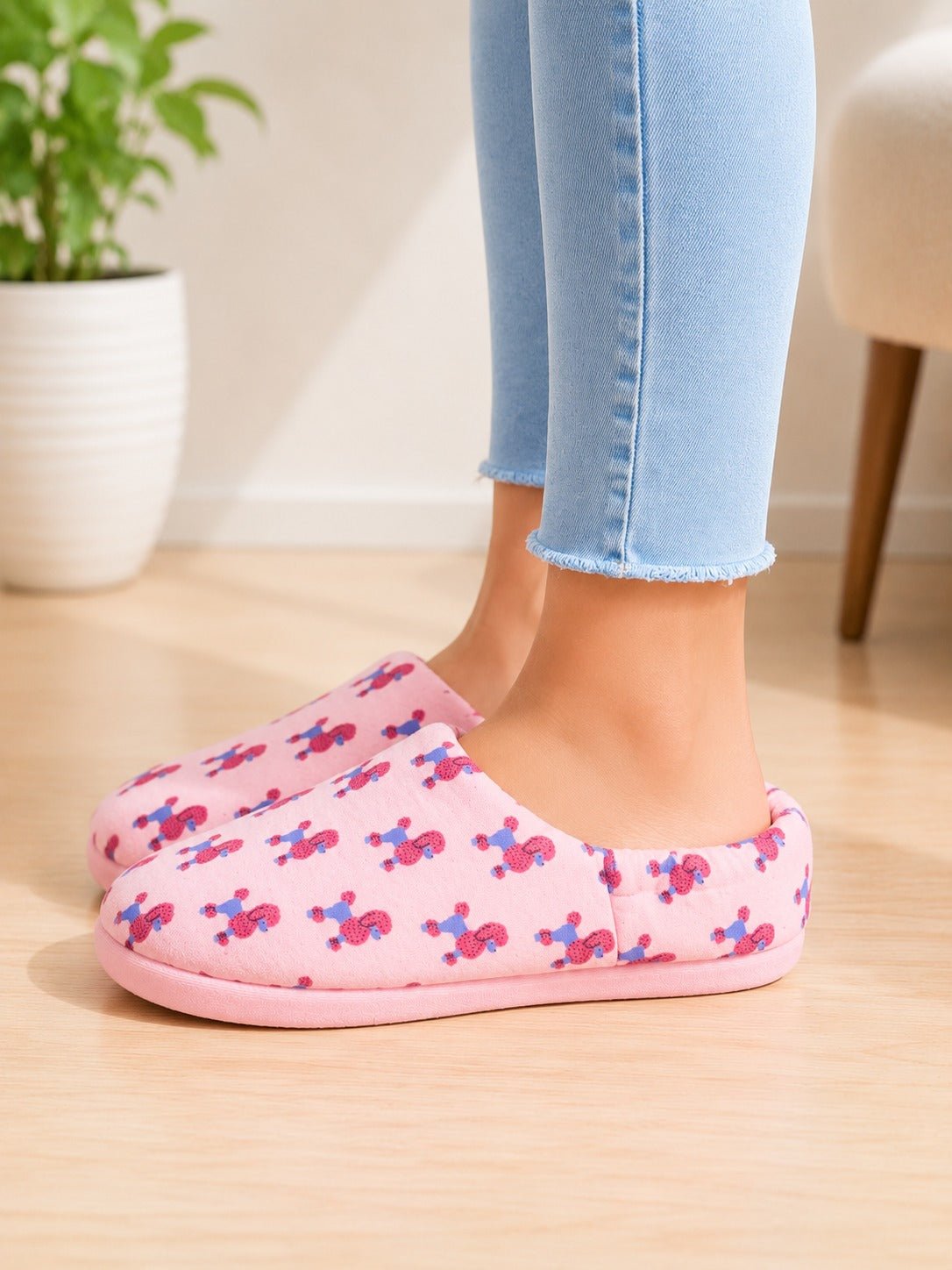 Girls Pink Poodle Slippers - StylePhase SA