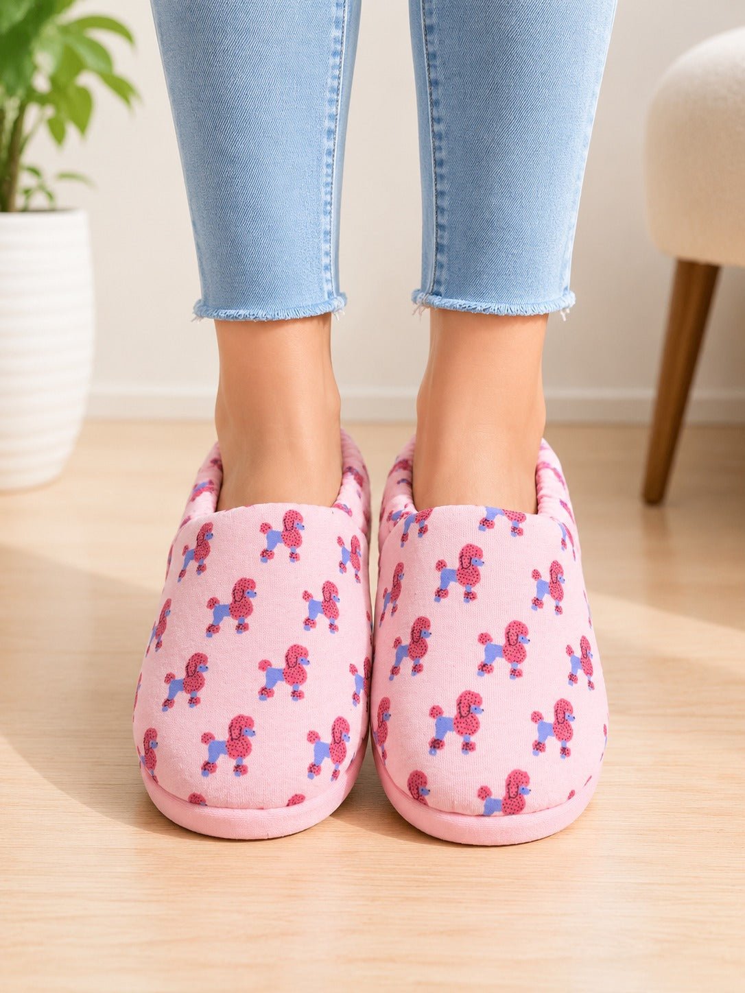 Girls Pink Poodle Slippers - StylePhase SA