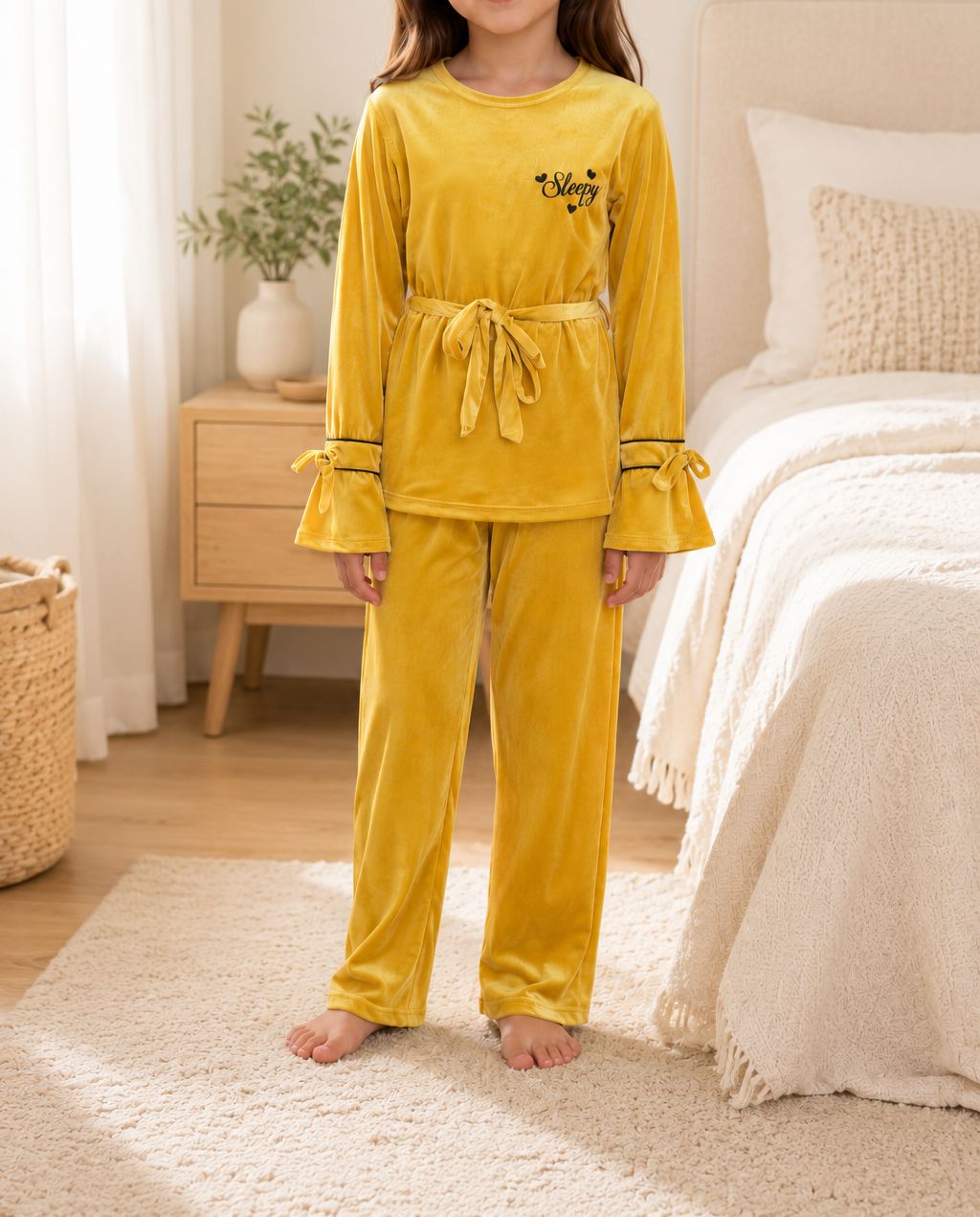 Girls Yellow Velour Pj Set - StylePhase SA