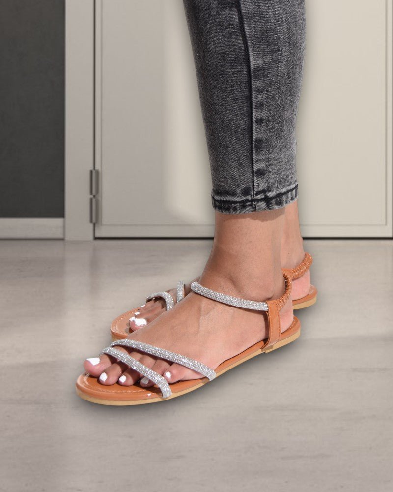 Glitter Straps Brown Sandal - StylePhase SA