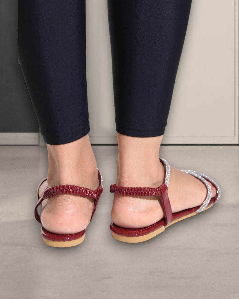 Glitter Straps Maroon Sandal - StylePhase SA