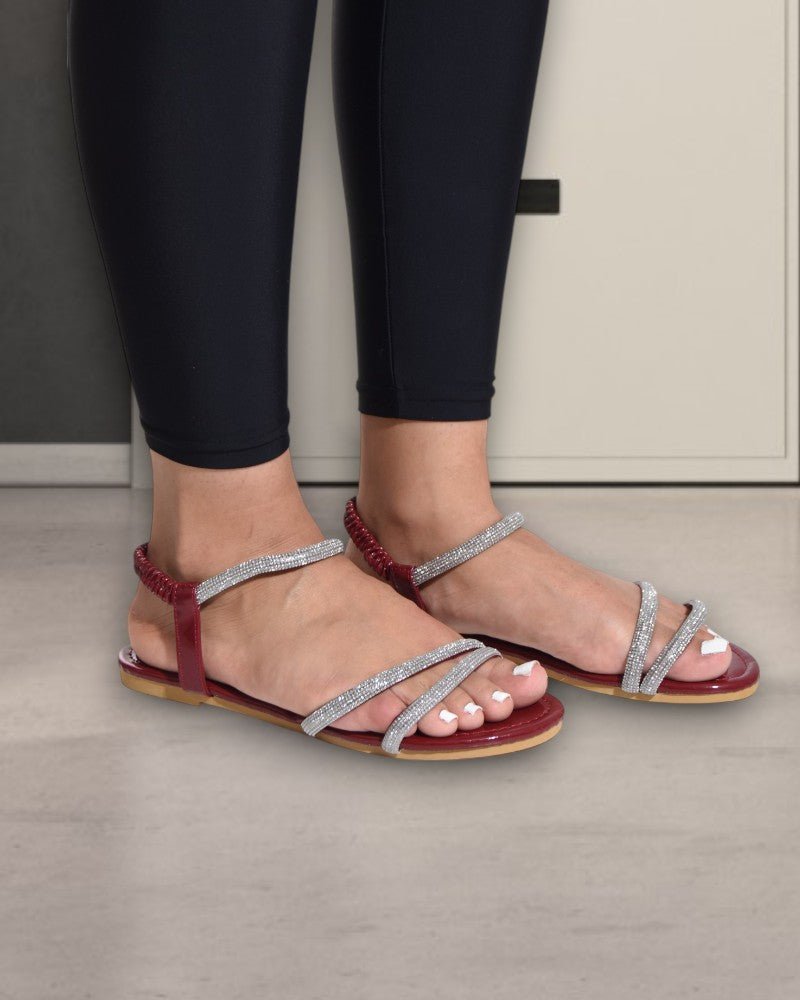 Glitter Straps Maroon Sandal - StylePhase SA