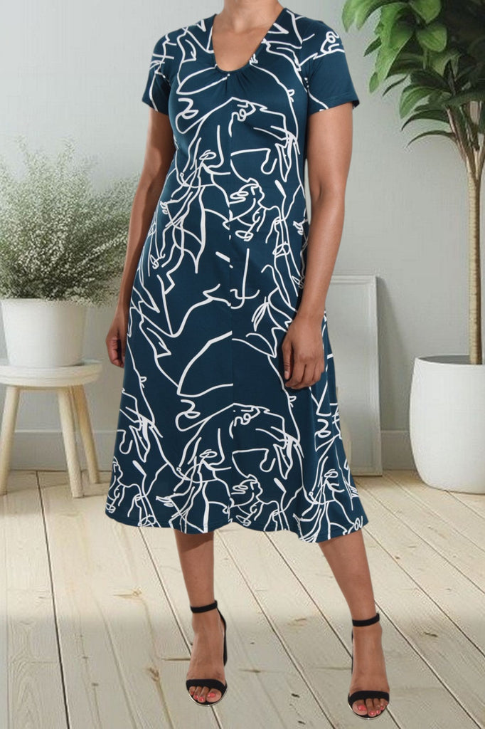 Graphic Print Short Sleeve Dress - StylePhase SA