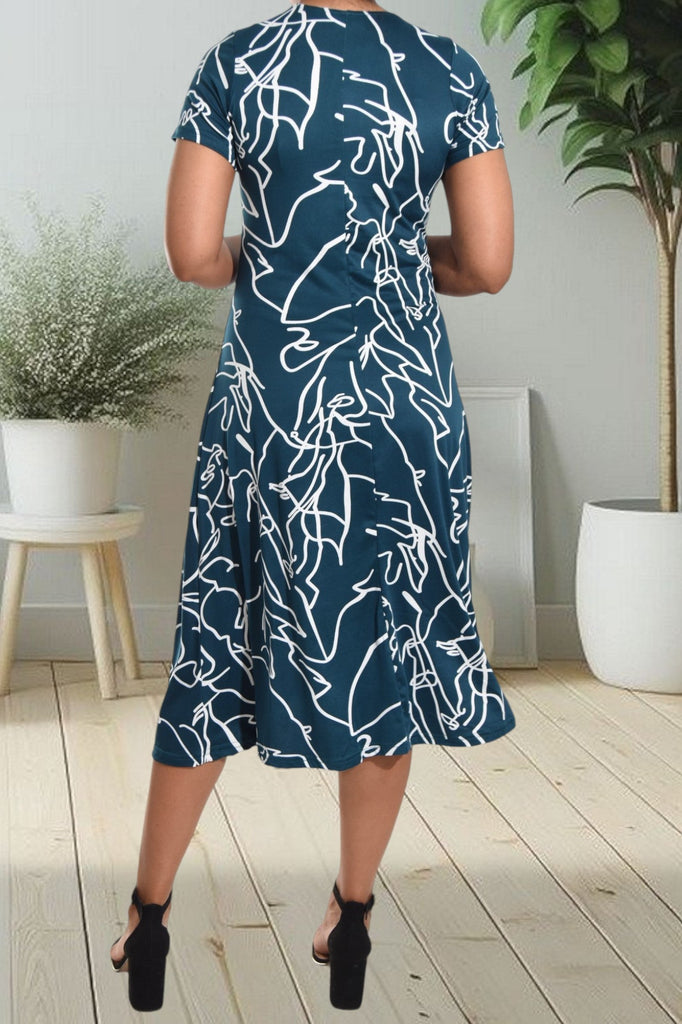 Graphic Print Short Sleeve Dress - StylePhase SA