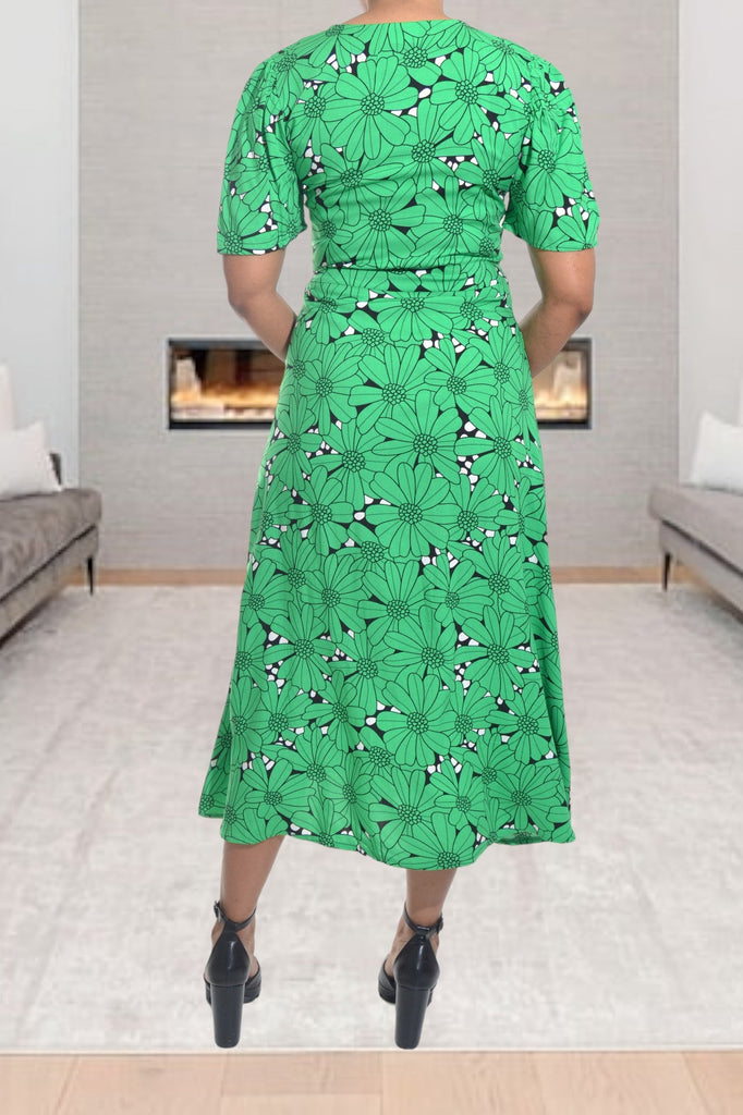 Green And Black Floral Wrap Dress - StylePhase SA