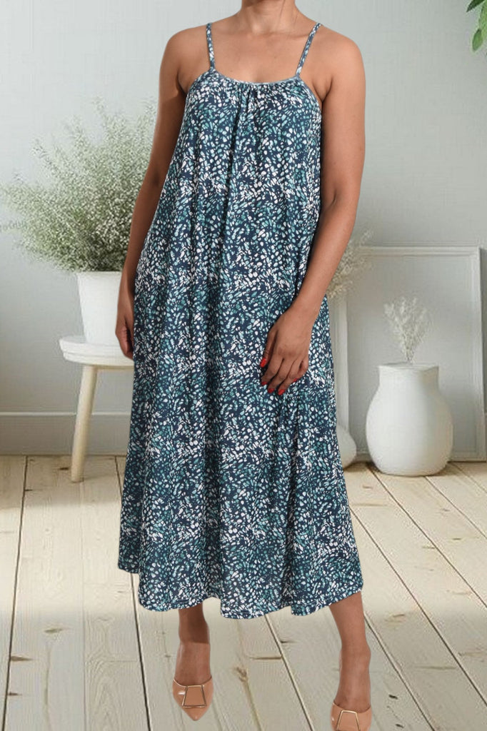 Green And Navy Strappy Maxi Dress - StylePhase SA