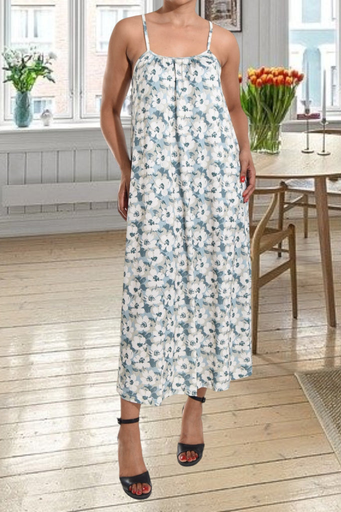 Green And White Floral Strappy Maxi Dress - StylePhase SA