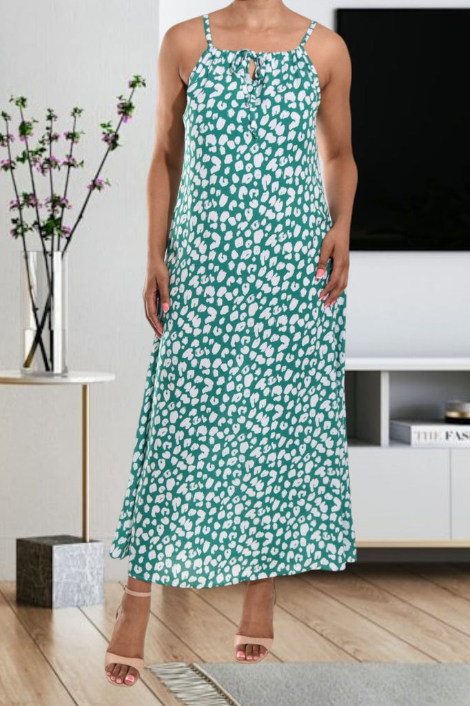 Green And White Strappy Maxi Dress - StylePhase SA