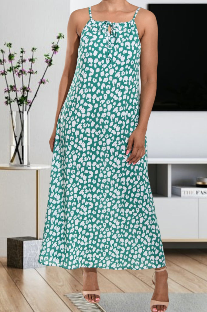 Green And White Strappy Maxi Dress - StylePhase SA