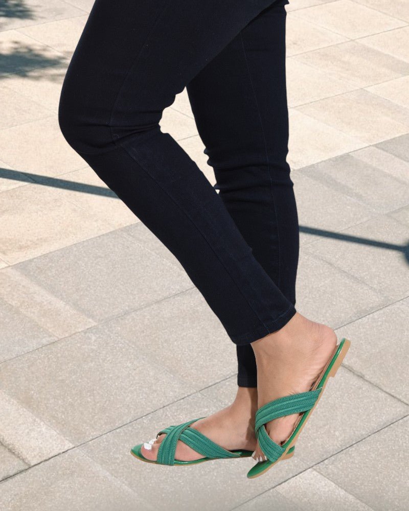 Green Criss Cross Sandals - StylePhase SA