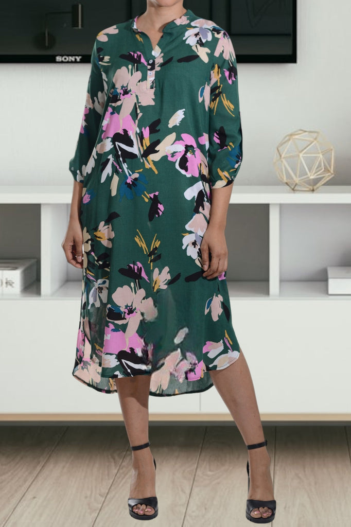 Green Floral Pocket Tunic Dress - StylePhase SA