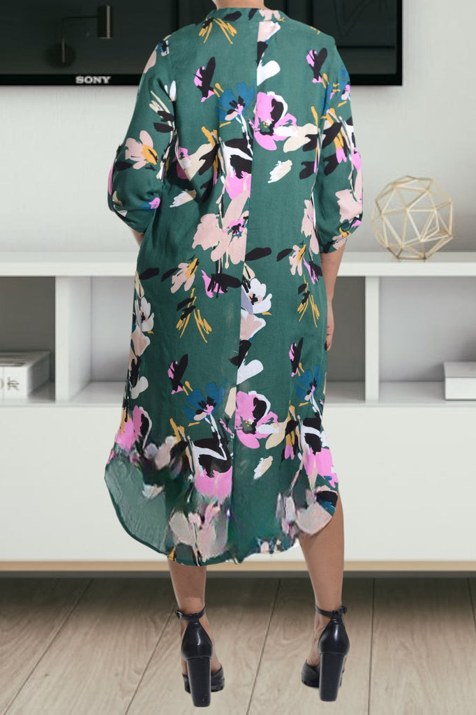 Green Floral Pocket Tunic Dress - StylePhase SA