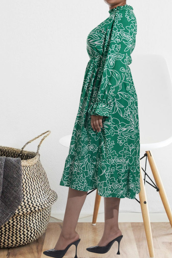 Green Floral Ruffle Dress - StylePhase SA